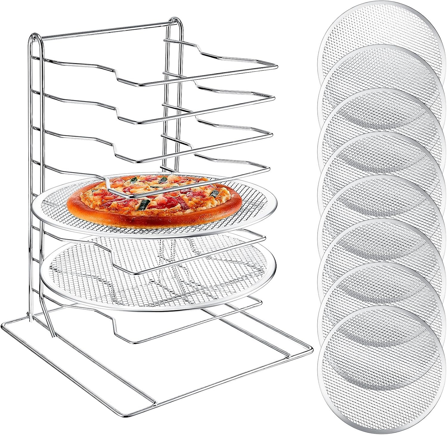Kitchen Baking Pans - Estante para pizzas de 8 niveles
