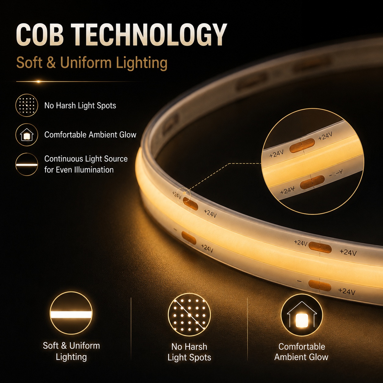 Tira de luces LED COB con sens - Kitchen Baking Cabinet reseña y precio